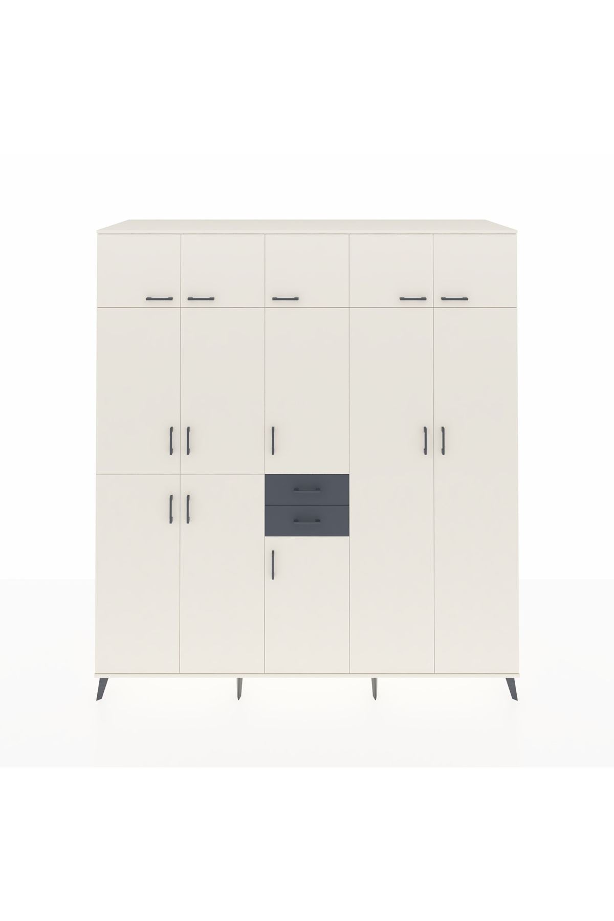 Kronos Dolap 10 Raflı 2 Çekmeceli 3 Askılı 220x59x243 Aytaşı-Aytaşı/Antrasit