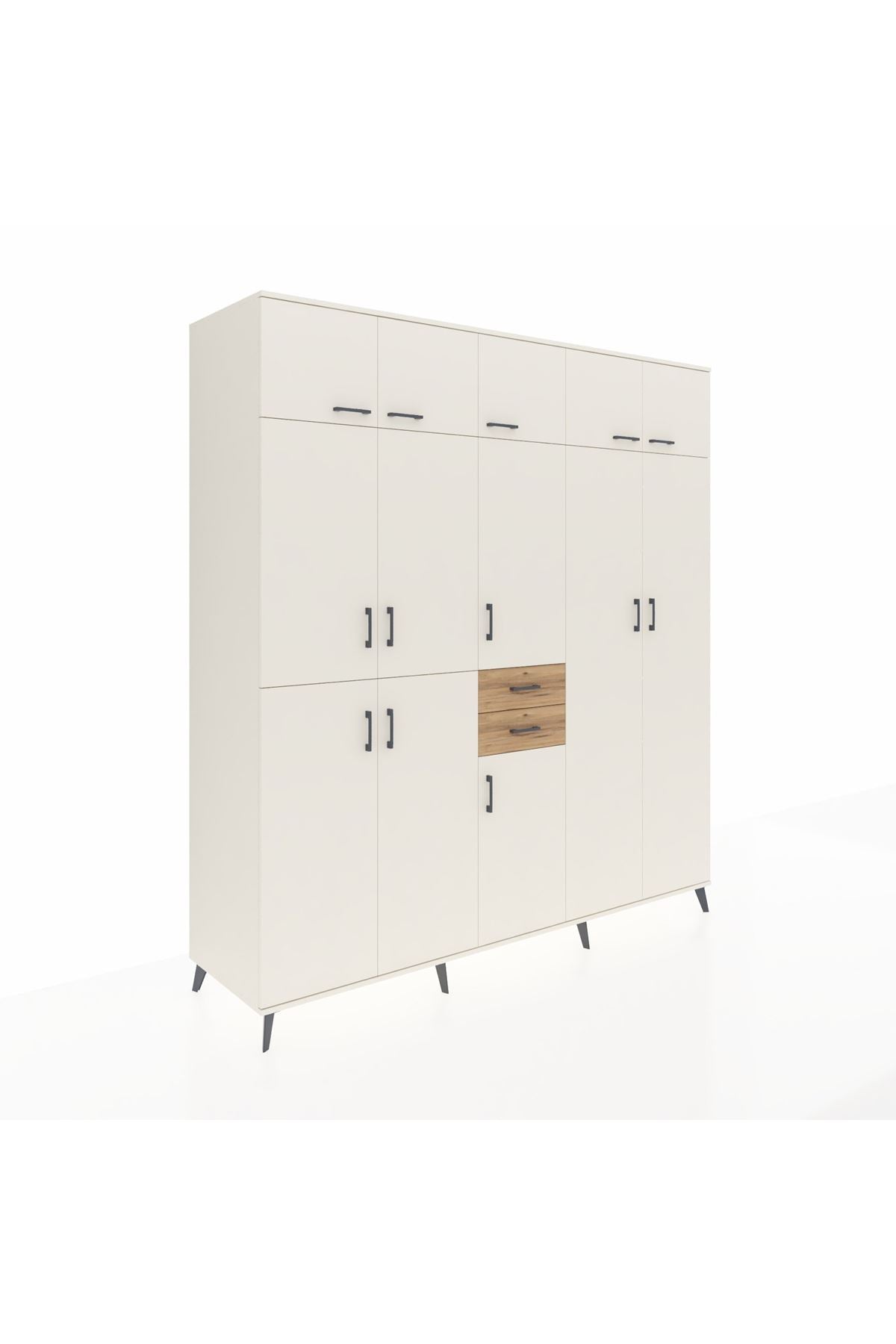 Kronos Dolap 10 Raflı 2 Çekmeceli 3 Askılı 220x59x243 Aytaşı-Aytaşı/Çam