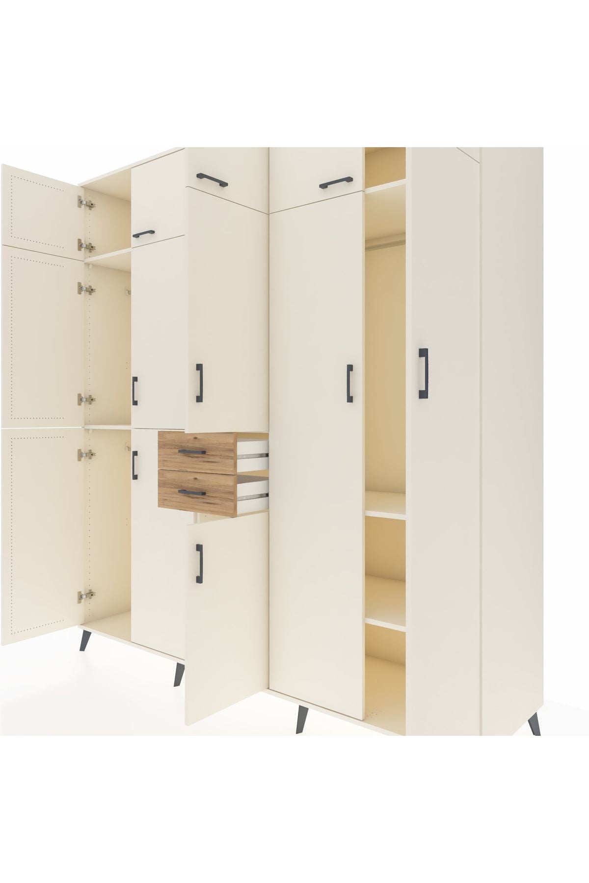 Kronos Dolap 10 Raflı 2 Çekmeceli 3 Askılı 220x59x243 Aytaşı-Aytaşı/Çam