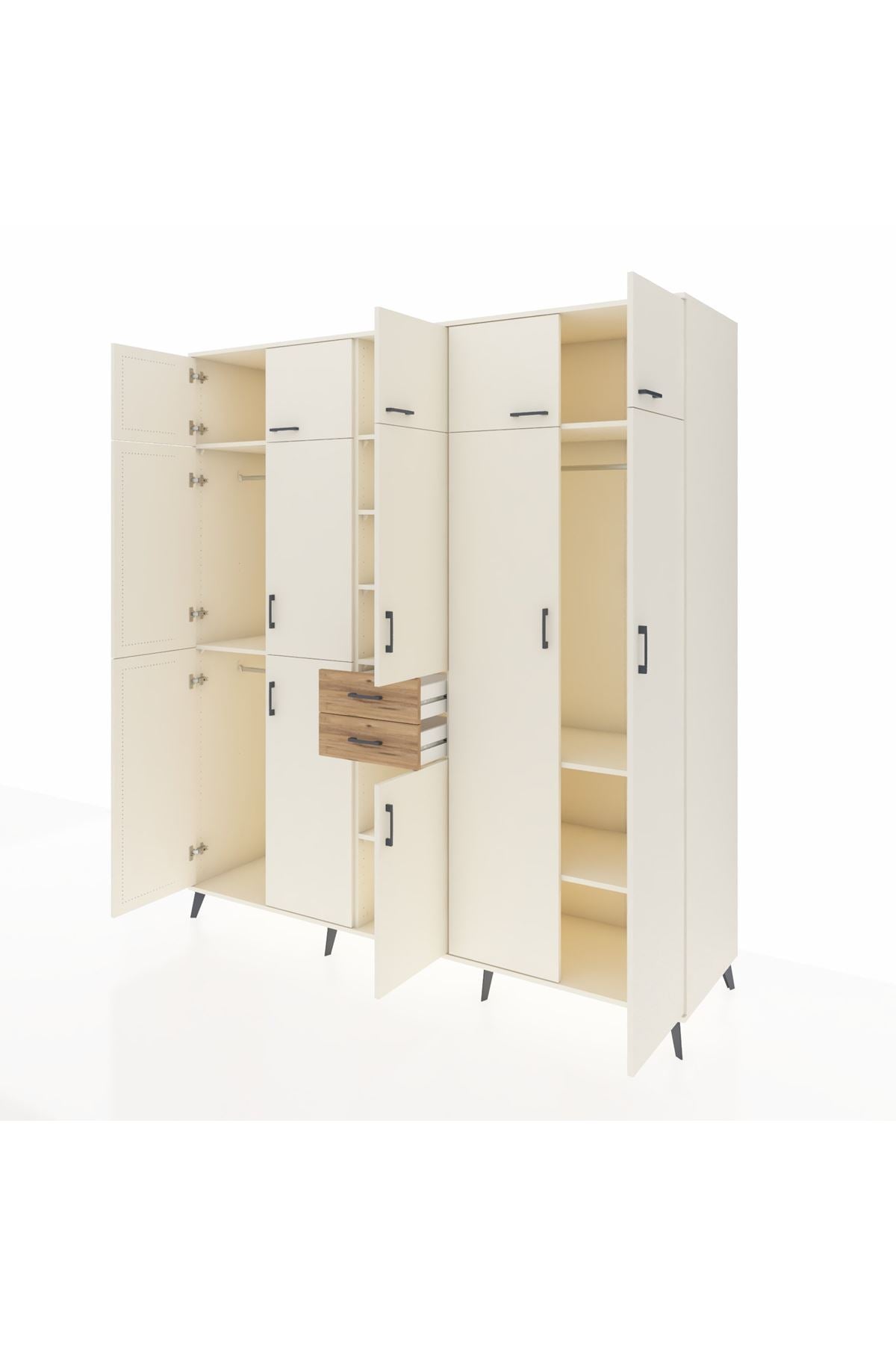 Kronos Dolap 10 Raflı 2 Çekmeceli 3 Askılı 220x59x243 Aytaşı-Aytaşı/Çam