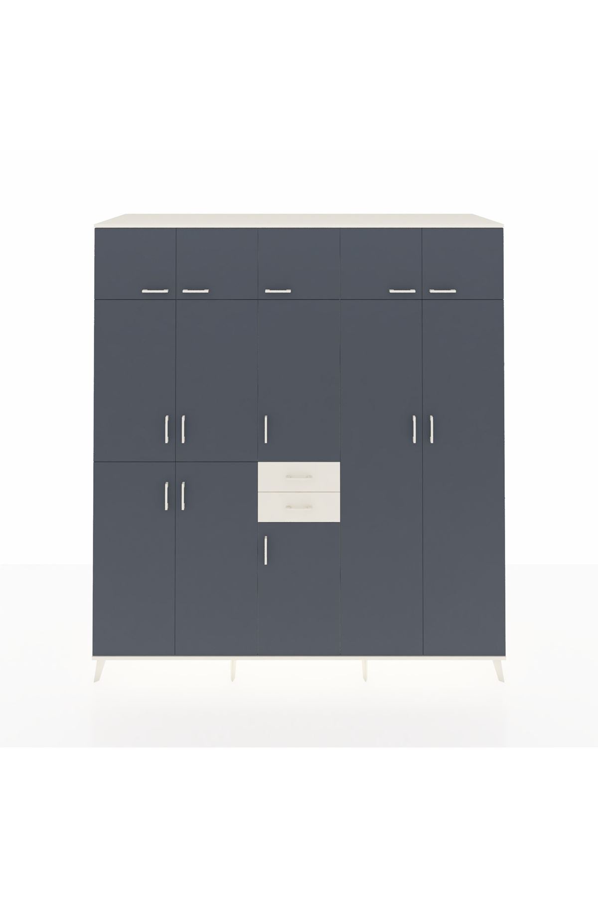 Kronos Dolap 10 Raflı 2 Çekmeceli 3 Askılı 220x59x243 Aytaşı-Antrasit/Aytaşı