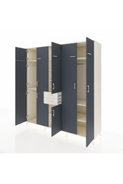 Kronos Dolap 10 Raflı 2 Çekmeceli 3 Askılı 220x59x243 Aytaşı-Antrasit/Aytaşı