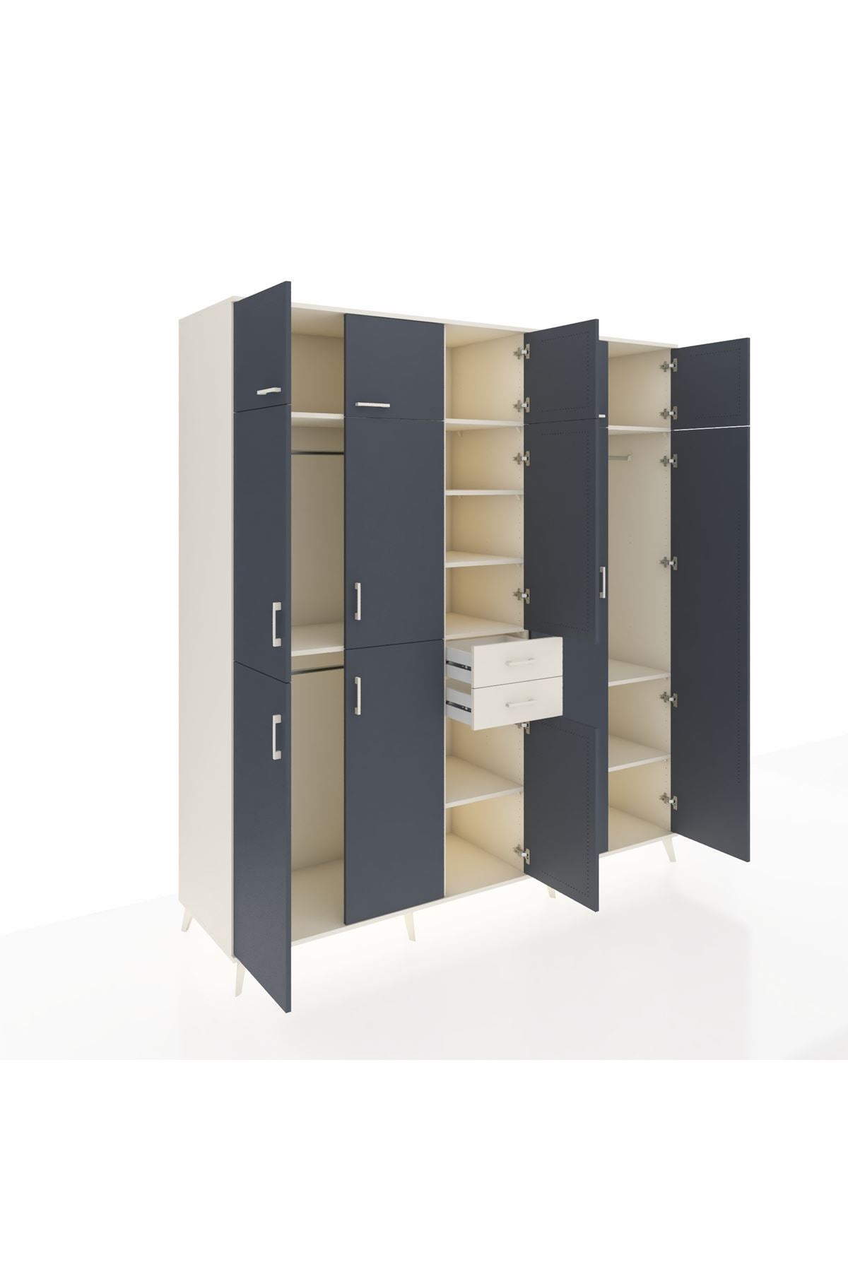 Kronos Dolap 10 Raflı 2 Çekmeceli 3 Askılı 220x59x243 Aytaşı-Antrasit/Aytaşı