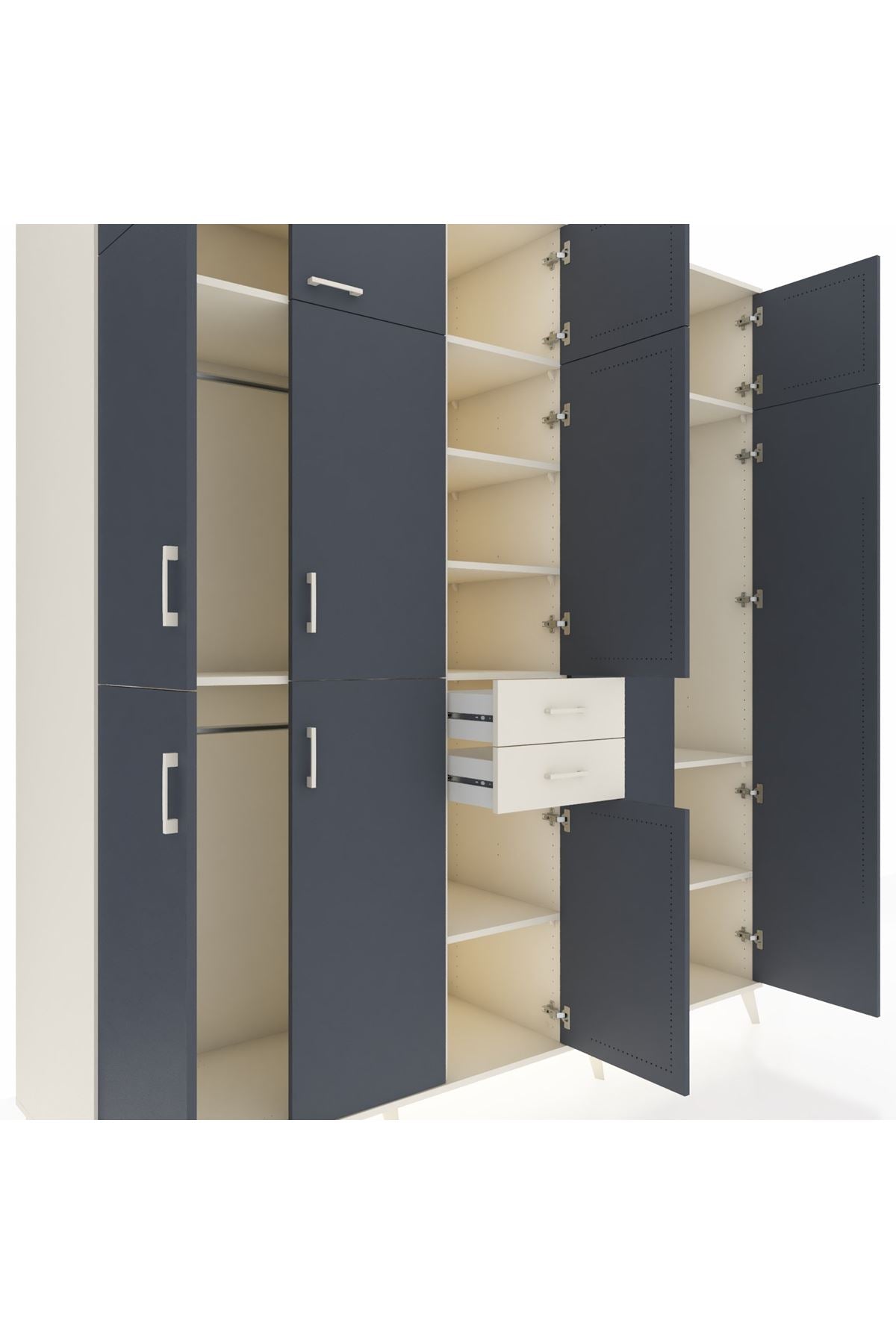 Kronos Dolap 10 Raflı 2 Çekmeceli 3 Askılı 220x59x243 Aytaşı-Antrasit/Aytaşı