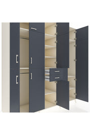 Kronos Dolap 10 Raflı 2 Çekmeceli 3 Askılı 220x59x243 Aytaşı-Antrasit/Antrasit