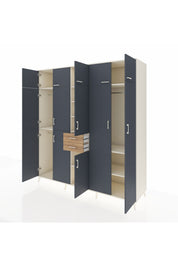 Kronos Dolap 10 Raflı 2 Çekmeceli 3 Askılı 220x59x243 Aytaşı-Antrasit/Çam