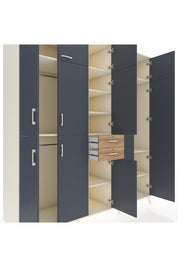 Kronos Dolap 10 Raflı 2 Çekmeceli 3 Askılı 220x59x243 Aytaşı-Antrasit/Çam