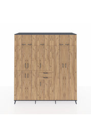 Kronos Dolap 10 Raflı 2 Çekmeceli 3 Askılı 220x59x243 Antrasit-Çam/Çam