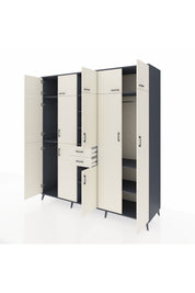 Kronos Dolap 10 Raflı 2 Çekmeceli 3 Askılı 220x59x243 Antrasit-Aytaşı/Aytaşı