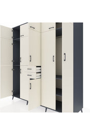 Kronos Dolap 10 Raflı 2 Çekmeceli 3 Askılı 220x59x243 Antrasit-Aytaşı/Aytaşı