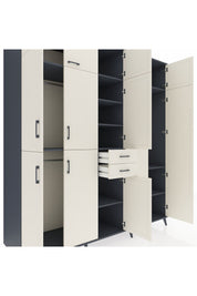 Kronos Dolap 10 Raflı 2 Çekmeceli 3 Askılı 220x59x243 Antrasit-Aytaşı/Aytaşı