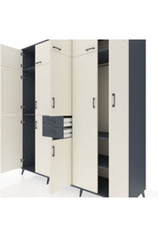 Kronos Dolap 10 Raflı 2 Çekmeceli 3 Askılı 220x59x243 Antrasit-Aytaşı/Antrasit