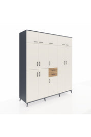 Kronos Dolap 10 Raflı 2 Çekmeceli 3 Askılı 220x59x243 Antrasit-Aytaşı/Çam