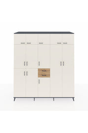 Kronos Dolap 10 Raflı 2 Çekmeceli 3 Askılı 220x59x243 Antrasit-Aytaşı/Çam