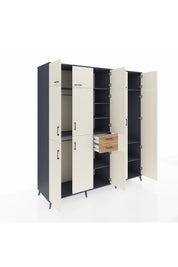 Kronos Dolap 10 Raflı 2 Çekmeceli 3 Askılı 220x59x243 Antrasit-Aytaşı/Çam