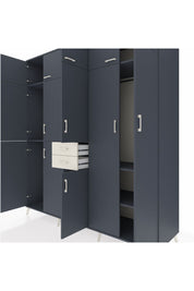 Kronos Dolap 10 Raflı 2 Çekmeceli 3 Askılı 220x59x243 Antrasit-Antrasit/Aytaşı