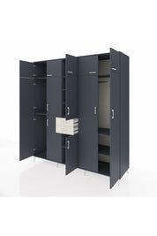 Kronos Dolap 10 Raflı 2 Çekmeceli 3 Askılı 220x59x243 Antrasit-Antrasit/Aytaşı