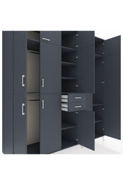 Kronos Dolap 10 Raflı 2 Çekmeceli 3 Askılı 220x59x243 Antrasit-Antrasit/Antrasit