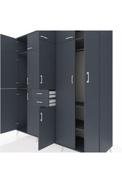 Kronos Dolap 10 Raflı 2 Çekmeceli 3 Askılı 220x59x243 Antrasit-Antrasit/Antrasit