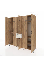 Kronos Dolap 10 Raflı 2 Çekmeceli 3 Askılı 220x59x243 Çam-Çam/Aytaşı