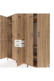 Kronos Dolap 10 Raflı 2 Çekmeceli 3 Askılı 220x59x243 Çam-Çam/Aytaşı