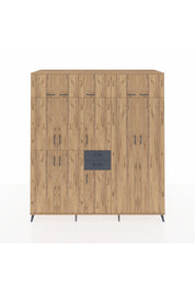 Kronos Dolap 10 Raflı 2 Çekmeceli 3 Askılı 220x59x243 Çam-Çam/Antrasit