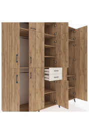 Kronos Dolap 10 Raflı 2 Çekmeceli 3 Askılı 220x59x243 Çam-Çam/Aytaşı