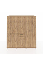 Kronos Dolap 10 Raflı 2 Çekmeceli 3 Askılı 220x59x243 Çam-Çam/Çam