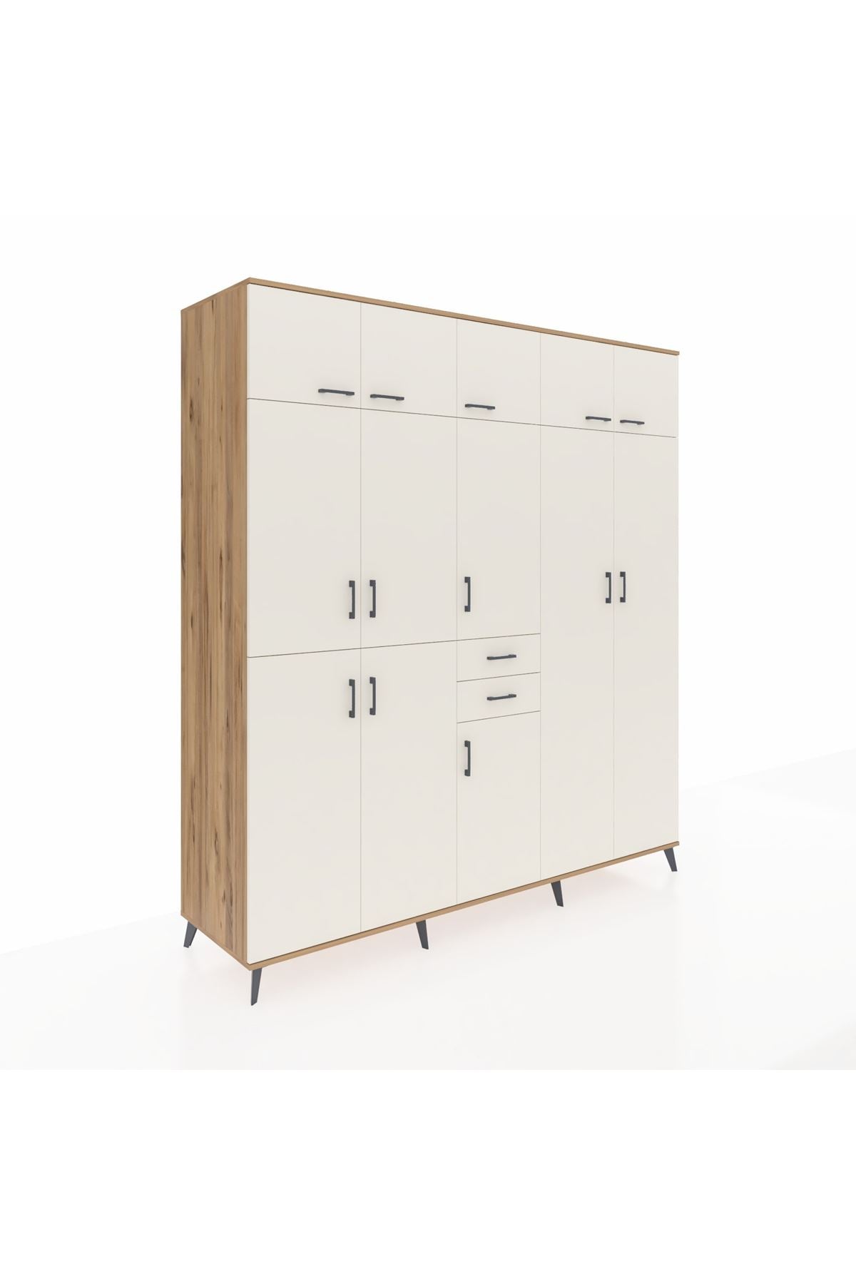 Kronos Dolap 10 Raflı 2 Çekmeceli 3 Askılı 220x59x243 Çam-Aytaşı/Aytaşı