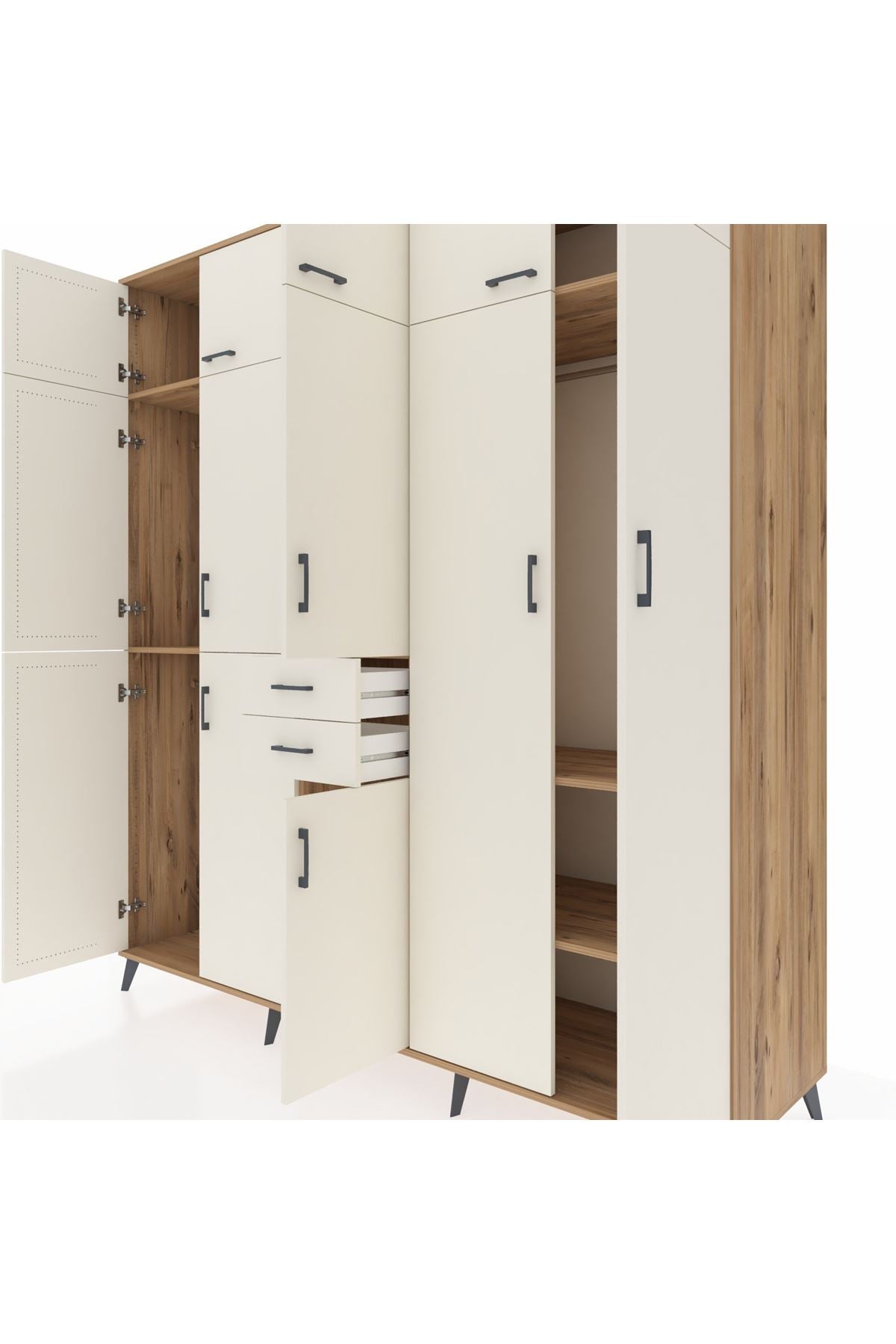 Kronos Dolap 10 Raflı 2 Çekmeceli 3 Askılı 220x59x243 Çam-Aytaşı/Aytaşı