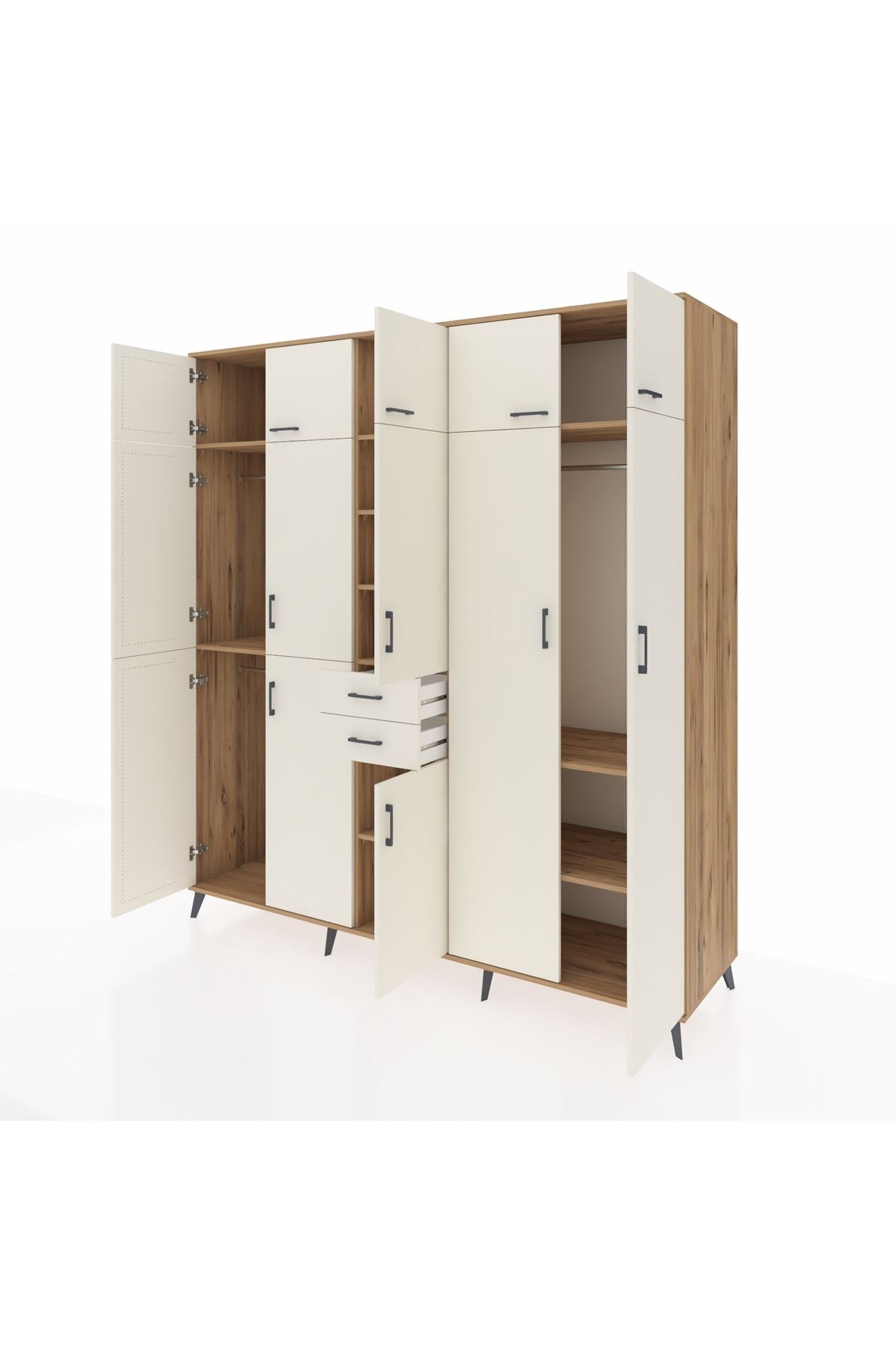 Kronos Dolap 10 Raflı 2 Çekmeceli 3 Askılı 220x59x243 Çam-Aytaşı/Aytaşı