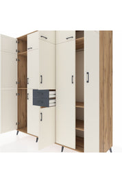 Kronos Dolap 10 Raflı 2 Çekmeceli 3 Askılı 220x59x243 Çam-Aytaşı/Antrasit