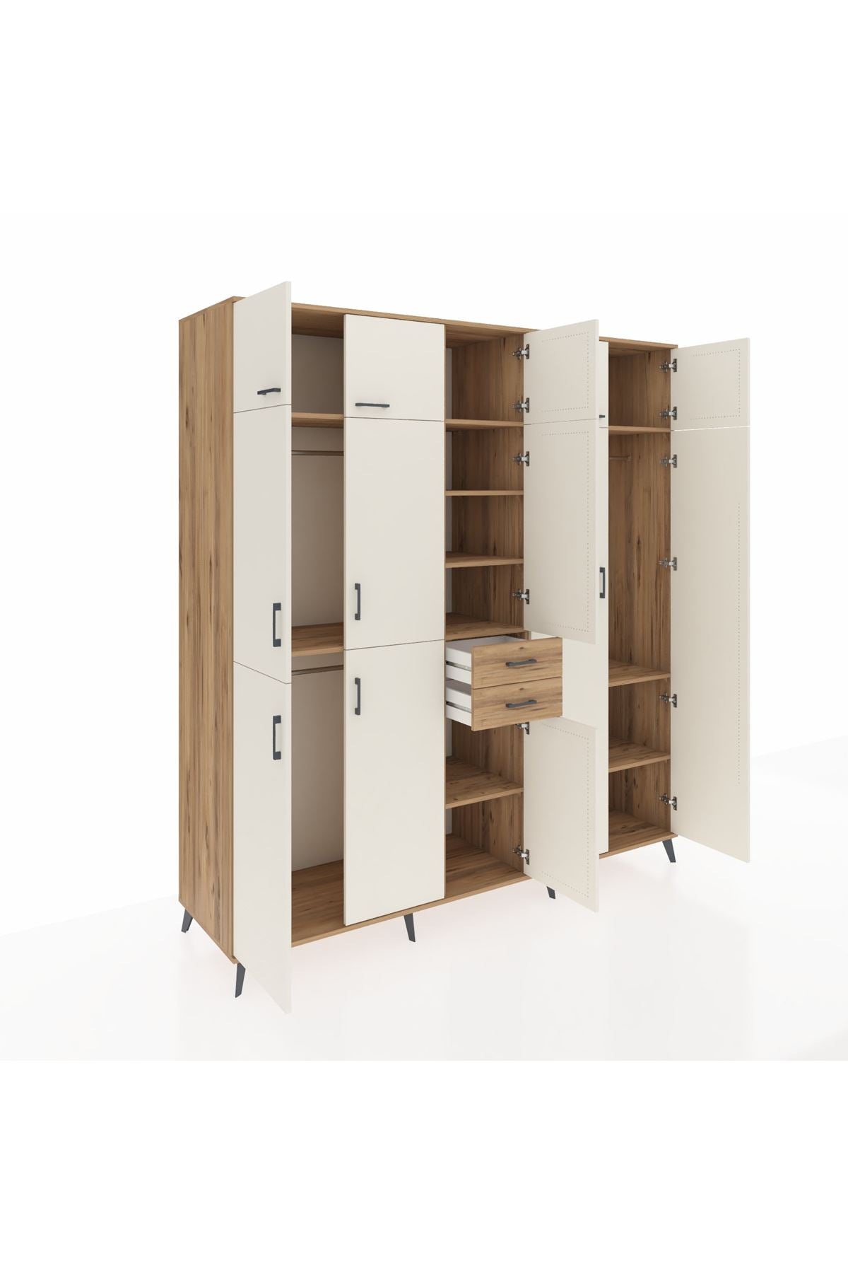 Kronos Dolap 10 Raflı 2 Çekmeceli 3 Askılı 220x59x243 Çam-Aytaşı/Çam