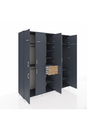 Kronos Dolap 10 Raflı 2 Çekmeceli 3 Askılı 220x59x243 Antrasit-Antrasit/Çam