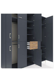 Kronos Dolap 10 Raflı 2 Çekmeceli 3 Askılı 220x59x243 Antrasit-Antrasit/Çam