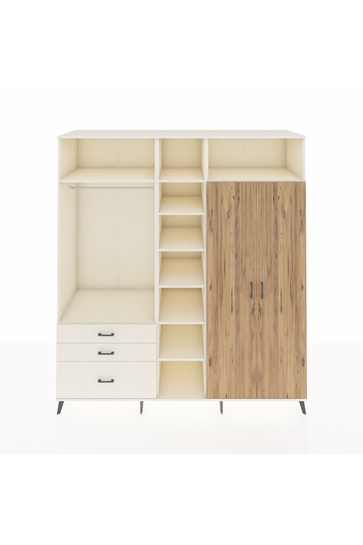 Kronos Dolap 10 Raflı 3 Çekmeceli 2 Askılı 220x59x243 Aytaşı-Çam/Aytaşı