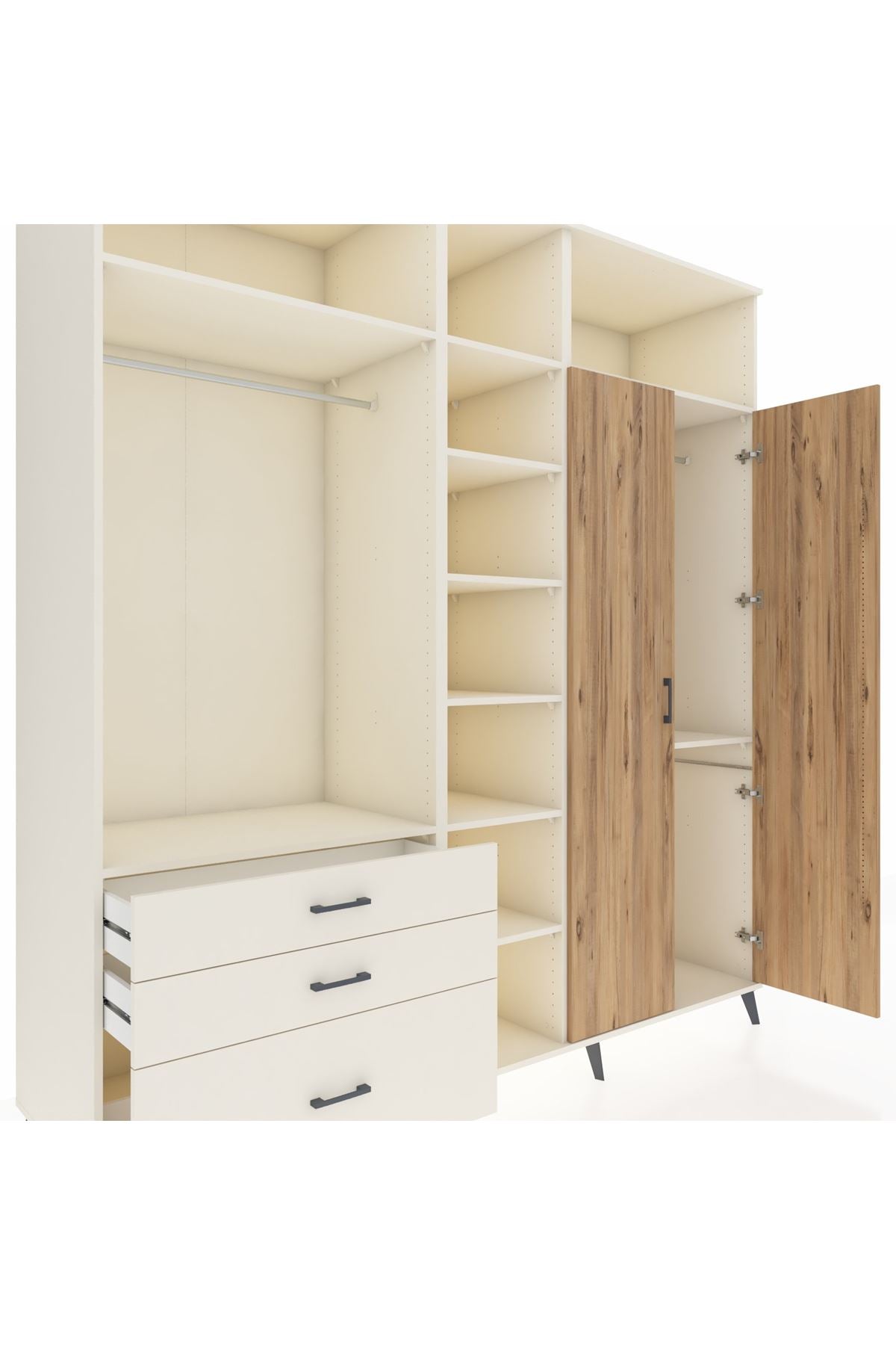 Kronos Dolap 10 Raflı 3 Çekmeceli 2 Askılı 220x59x243 Aytaşı-Çam/Aytaşı