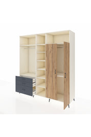 Kronos Dolap 10 Raflı 3 Çekmeceli 2 Askılı 220x59x243 Aytaşı-Çam/Antrasit