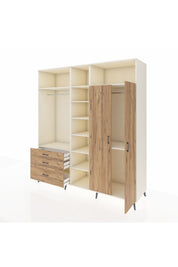 Kronos Dolap 10 Raflı 3 Çekmeceli 2 Askılı 220x59x243 Aytaşı-Çam/Çam