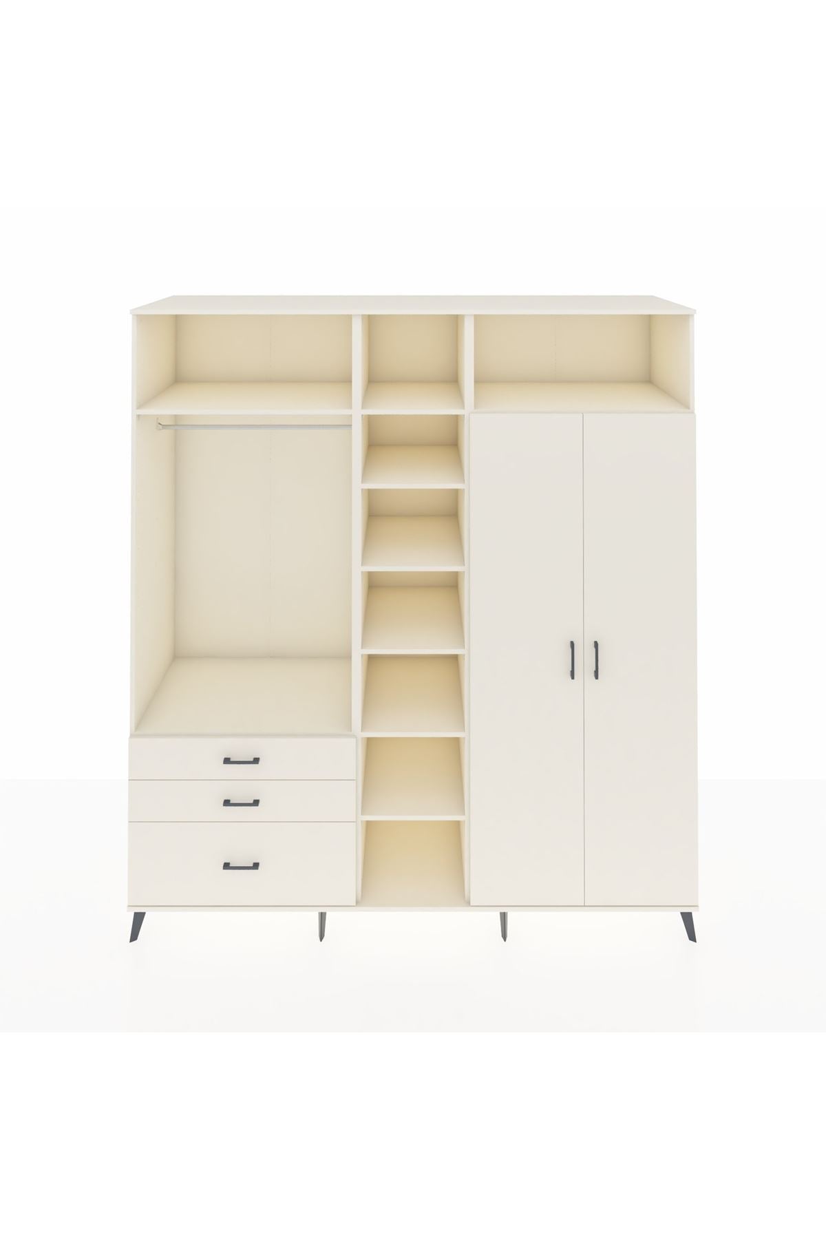 Kronos Dolap 10 Raflı 3 Çekmeceli 2 Askılı 220x59x243 Aytaşı-Aytaşı/Aytaşı