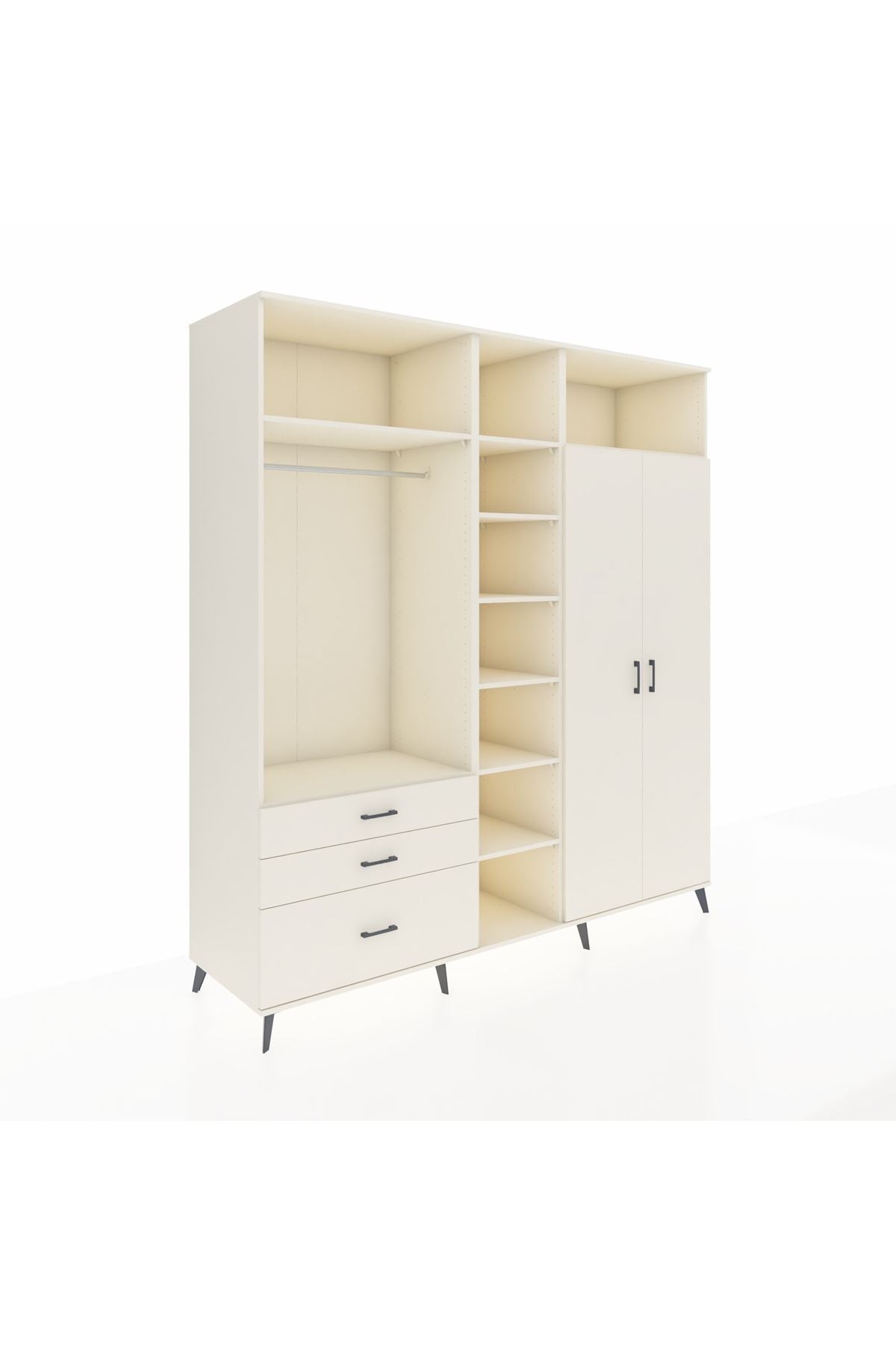 Kronos Dolap 10 Raflı 3 Çekmeceli 2 Askılı 220x59x243 Aytaşı-Aytaşı/Aytaşı