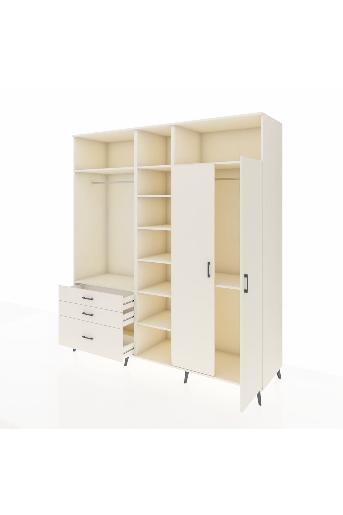 Kronos Dolap 10 Raflı 3 Çekmeceli 2 Askılı 220x59x243 Aytaşı-Aytaşı/Aytaşı