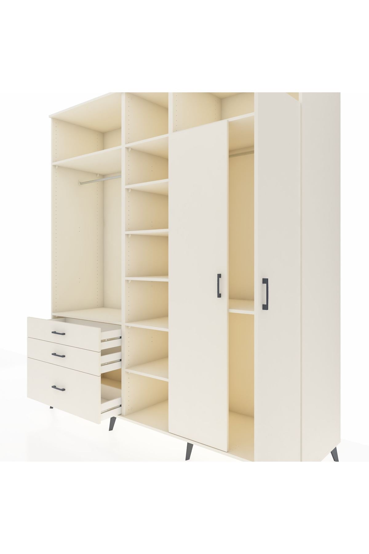 Kronos Dolap 10 Raflı 3 Çekmeceli 2 Askılı 220x59x243 Aytaşı-Aytaşı/Aytaşı