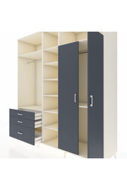 Kronos Dolap 10 Raflı 3 Çekmeceli 2 Askılı 220x59x243 Aytaşı-Antrasit/Antrasit