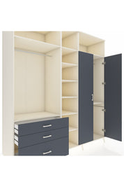 Kronos Dolap 10 Raflı 3 Çekmeceli 2 Askılı 220x59x243 Aytaşı-Antrasit/Antrasit