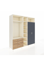 Kronos Dolap 10 Raflı 3 Çekmeceli 2 Askılı 220x59x243 Aytaşı-Antrasit/Çam