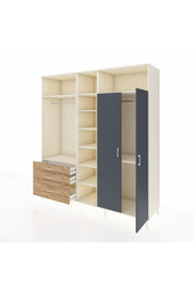 Kronos Dolap 10 Raflı 3 Çekmeceli 2 Askılı 220x59x243 Aytaşı-Antrasit/Çam