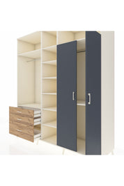 Kronos Dolap 10 Raflı 3 Çekmeceli 2 Askılı 220x59x243 Aytaşı-Antrasit/Çam