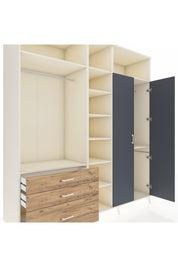 Kronos Dolap 10 Raflı 3 Çekmeceli 2 Askılı 220x59x243 Aytaşı-Antrasit/Çam