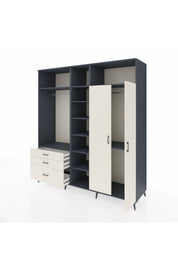 Kronos Dolap 10 Raflı 3 Çekmeceli 2 Askılı 220x59x243 Antrasit-Aytaşı/Aytaşı